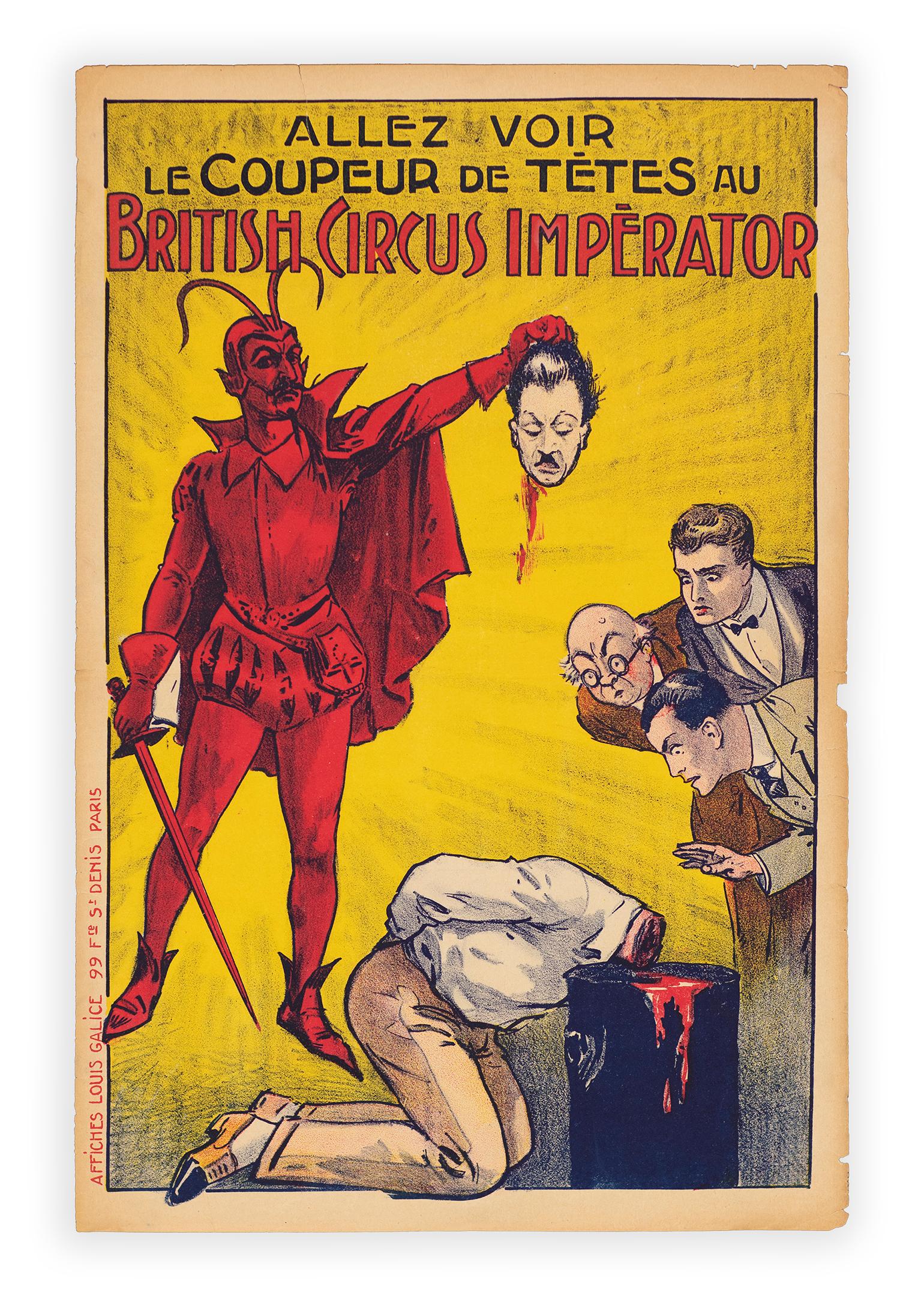 The Head-Cutter at the British Circus Imperator, Devil magic poster c. 1915 - Print by Unknown