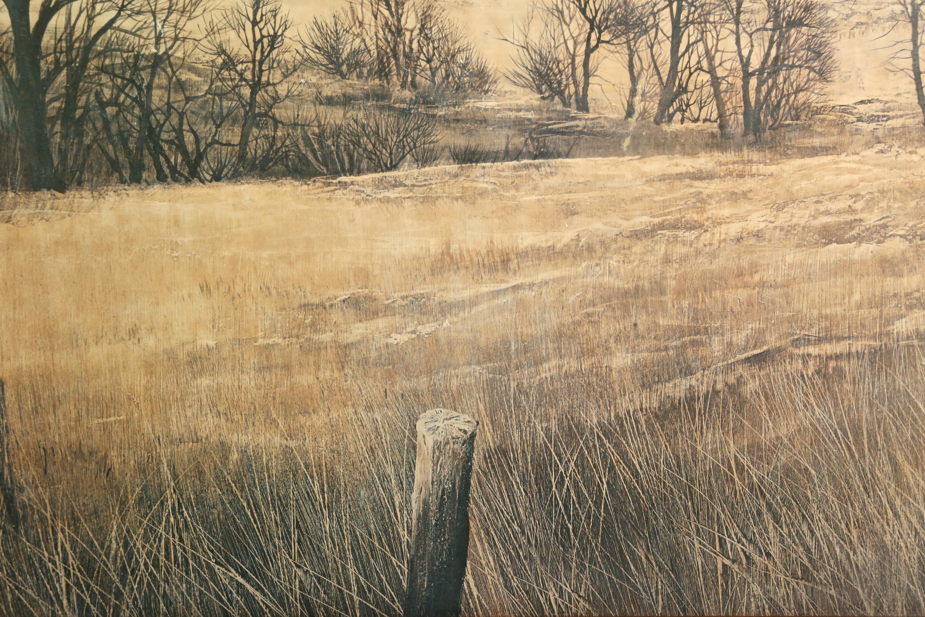 The Homestead, Photorealist Offset Lithograph by Kathleen Caddick - Brown Landscape Print by Unknown