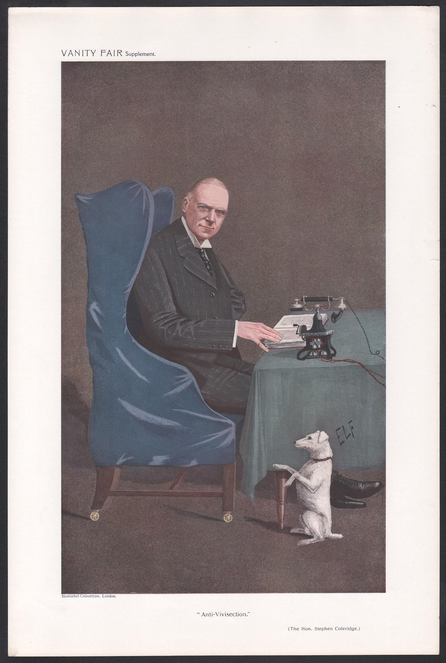 The Hon. Stephen Coleridge, Vanity Fair caricature chromolithograph print, 1910 - Print by Unknown
