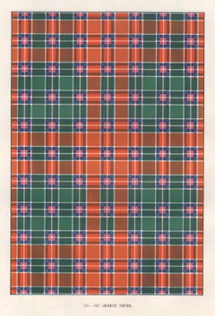 Antique The Jacobite Tartan, Scottish Scotland art design lithograph print