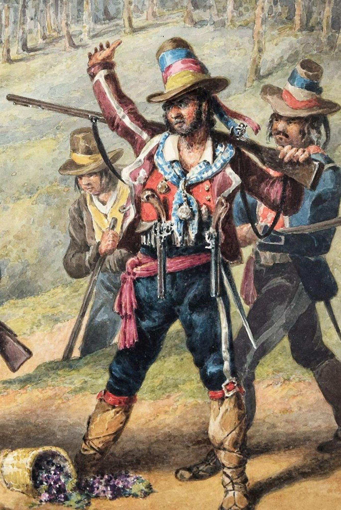 El Secuestro - Tinta y Acuarela Original del Maestro Napolitano - 1800 - Print de Unknown