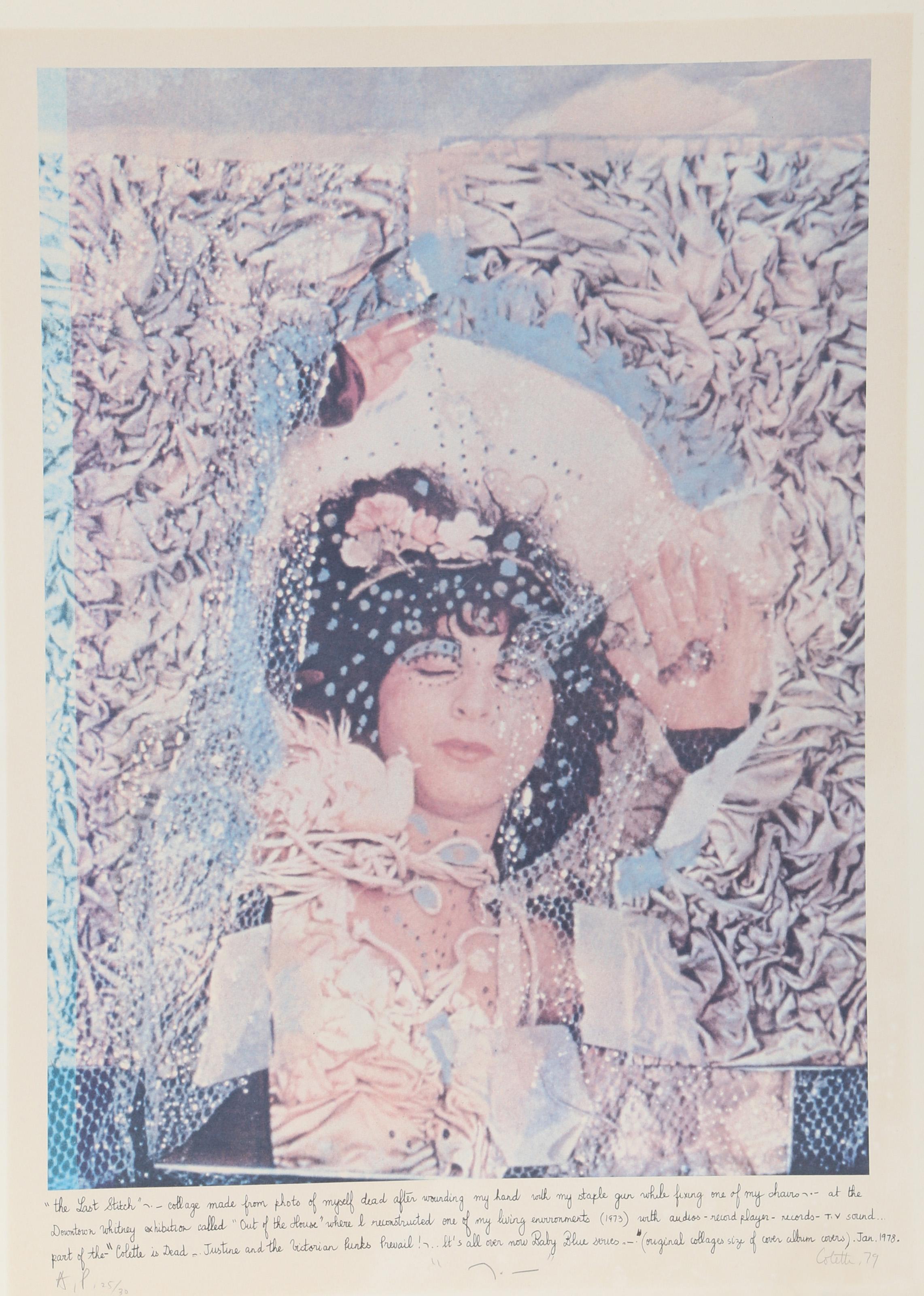 Colette (alias Colette Justine), tunisina/americana (1952 - ) - The Last Stitch, Anno:  1979, Medio:  Litografia, firmata e numerata a matita, Edizione:  25/30 AP, Dimensione immagine:  27 x 18 pollici, Dimensioni:  30 x 22 pollici (76,2 x 55,88 cm) 