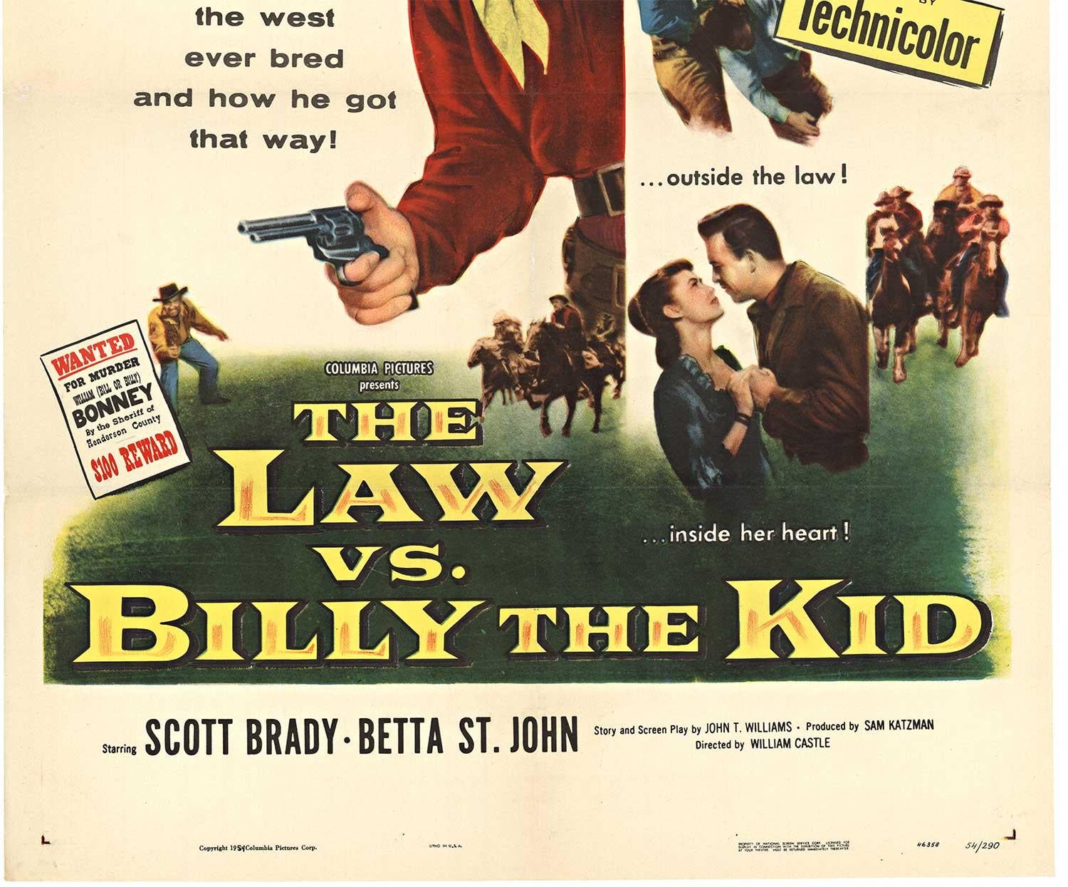 The Law vs Billy The Kid, original 1954 linen backed US 1 sheet movie poster - Print by Unknown