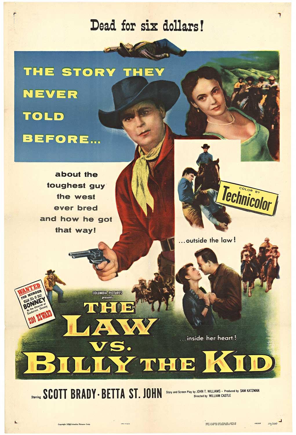 Unknown Print - The Law vs Billy The Kid, original 1954 linen backed US 1 sheet movie poster