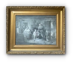 The Little Wanderer (Framed 19th Century Antique Figure Etching)