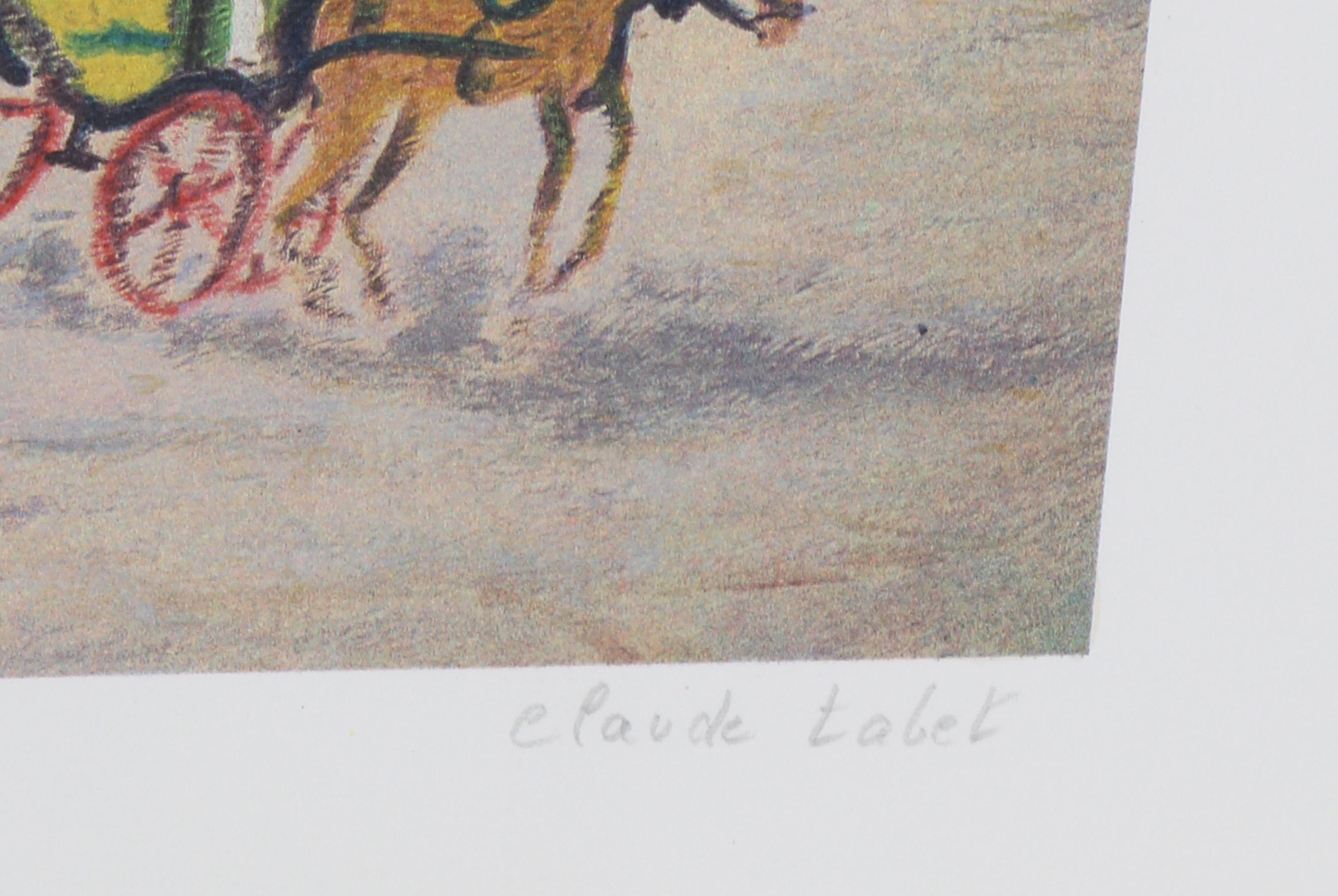 Il Louvre, litografia folkloristica di Claude Tabet in vendita 1