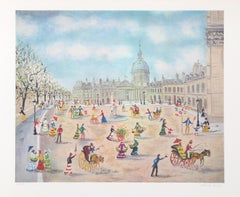 The Louvre, Folk Art Lithograph by Claude Tabet