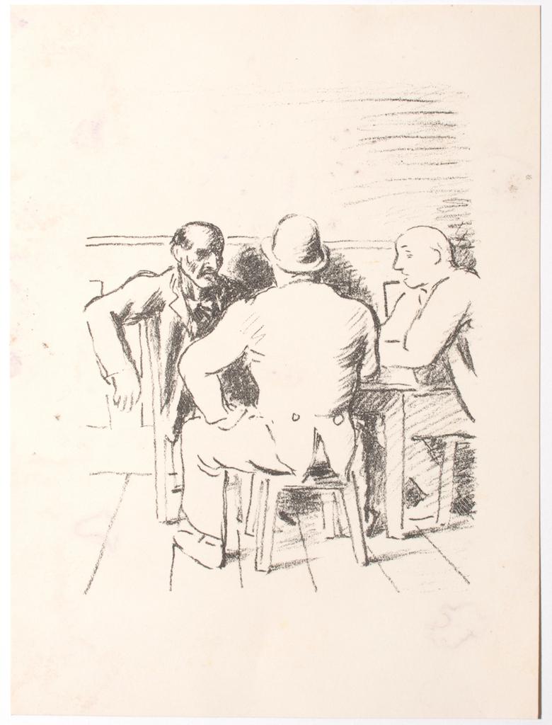 The Meeting - Original Lithograph - Mid-20th Century