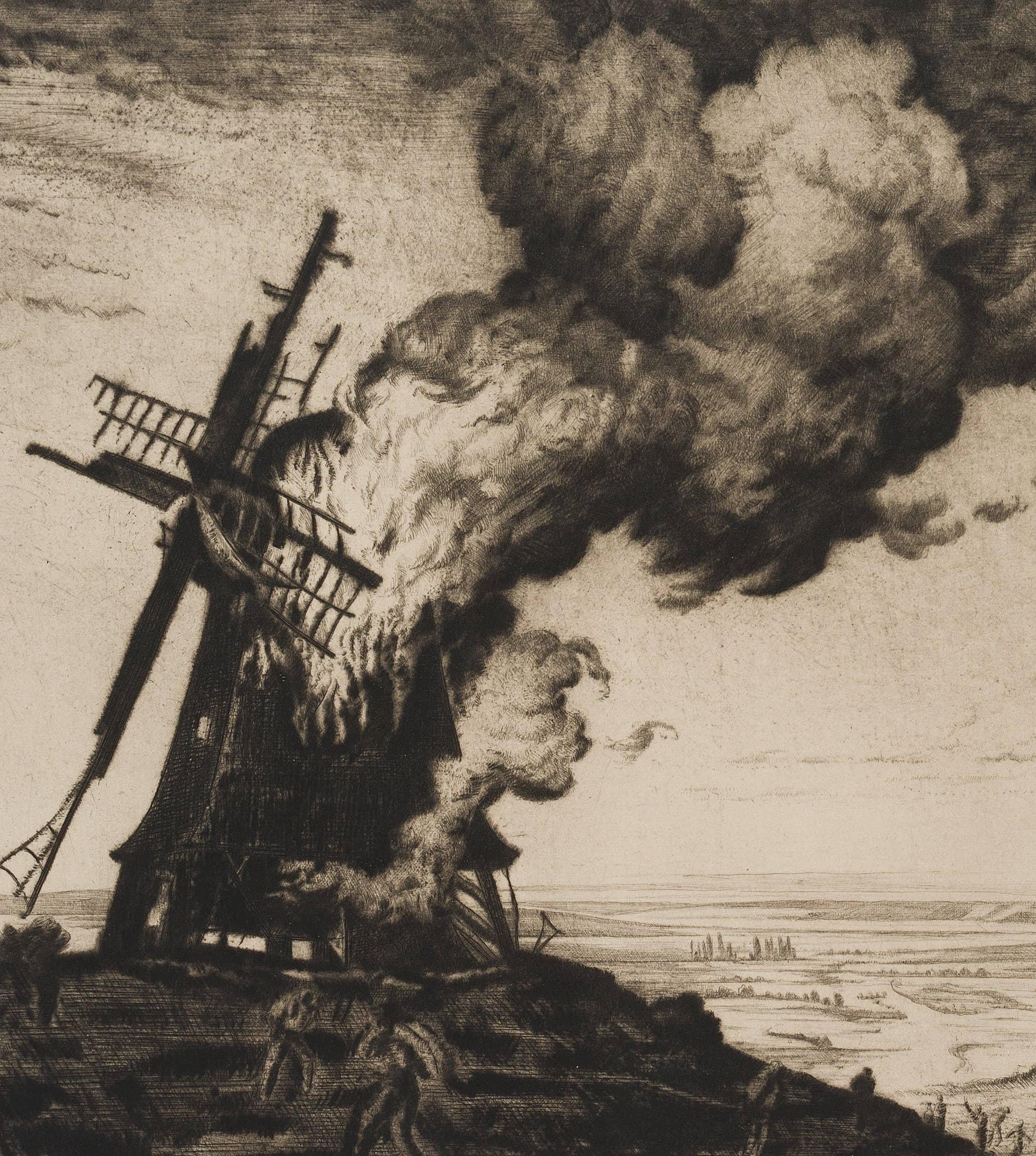 The mill fire - Print by Carl August Walther