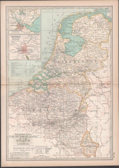 The Netherlands (Holland), Belgium and Luxemburg. Century Atlas antique map