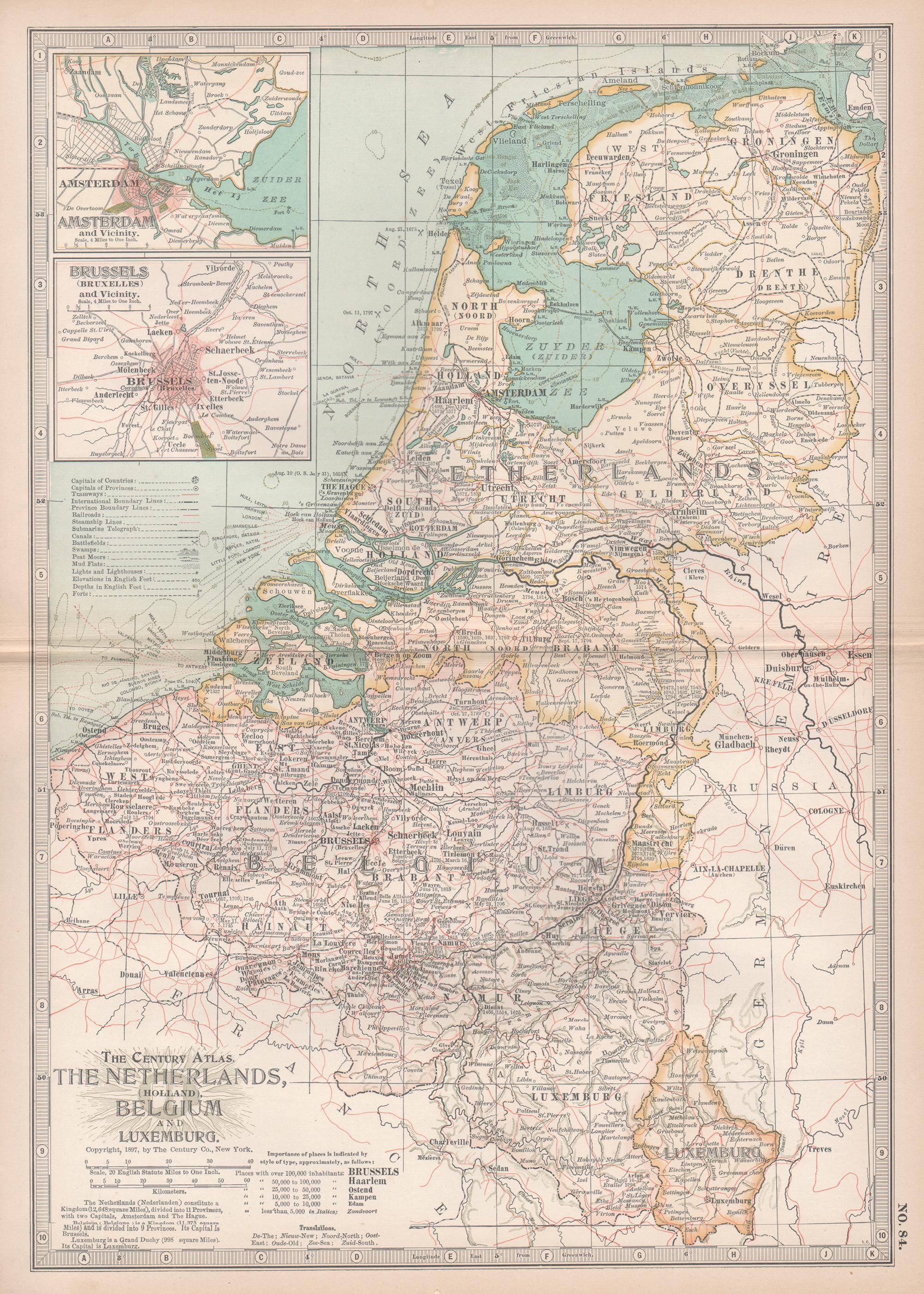 Unknown Print - The Netherlands (Holland), Belgium and Luxemburg. Century Atlas antique map