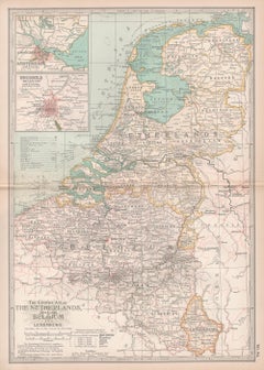 The Netherlands (Holland), Belgium and Luxemburg. Century Atlas antique map