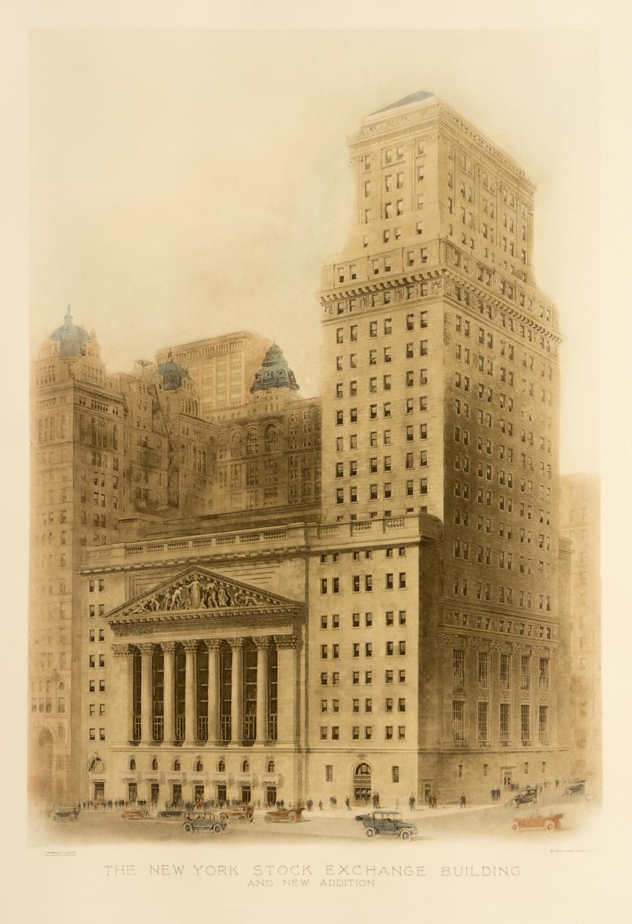 Unknown Print - The New York Stock Exchange Building and New Addition