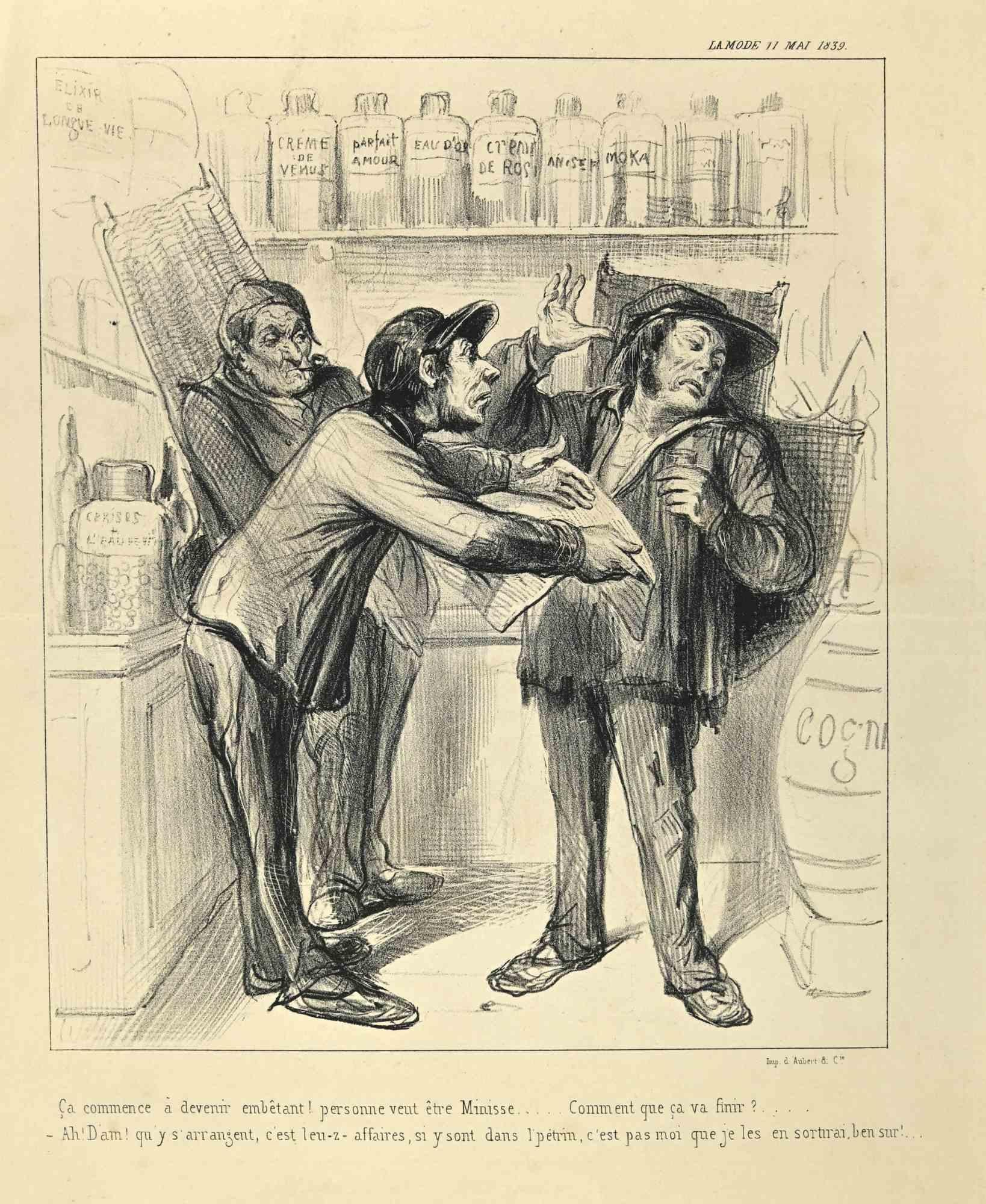 Unknown Figurative Print - The News - Lithograph - 19th century