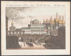 The Old Palace of the Czars of Moscow, Russia, colour aquatint engraving