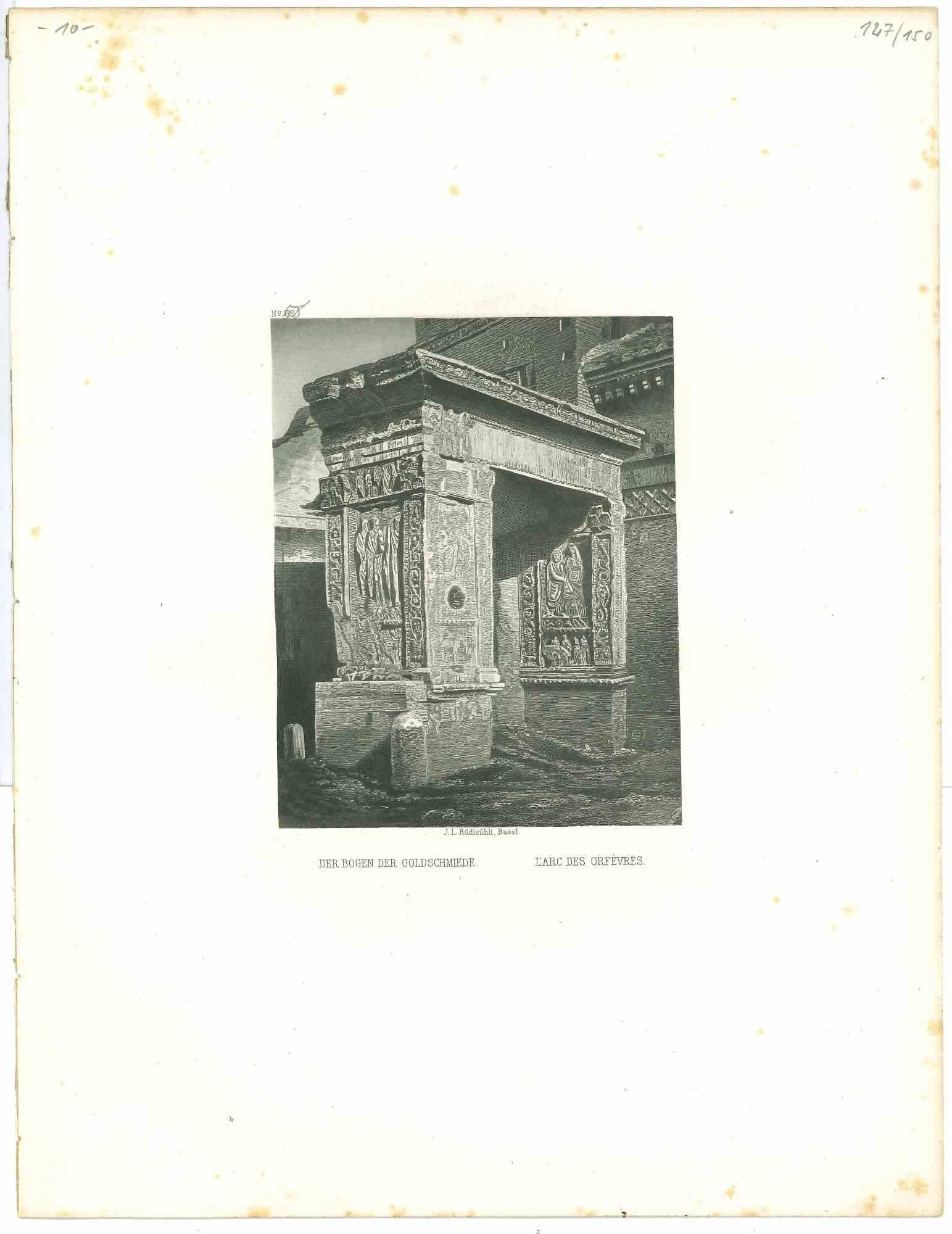 Unknown Landscape Print - The Orfevres Arch - Original Lithograph - Mid 19th Century