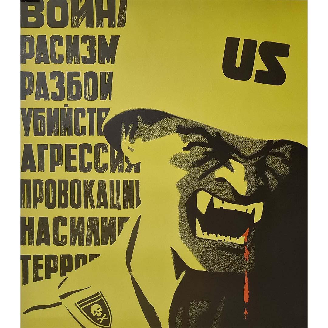 L'affiche soviétique originale de 1968, « L'impérialisme américain est un faux monde  en vente 1