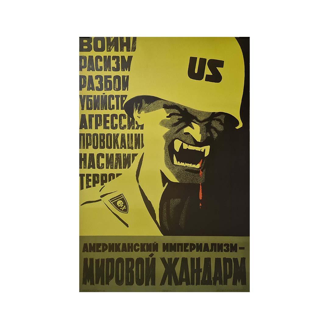 L'affiche soviétique originale de 1968, « L'impérialisme américain est un faux monde  en vente 2