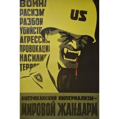 Vintage The original Soviet poster from 1968, "American Imperialism is a World Gendarme 