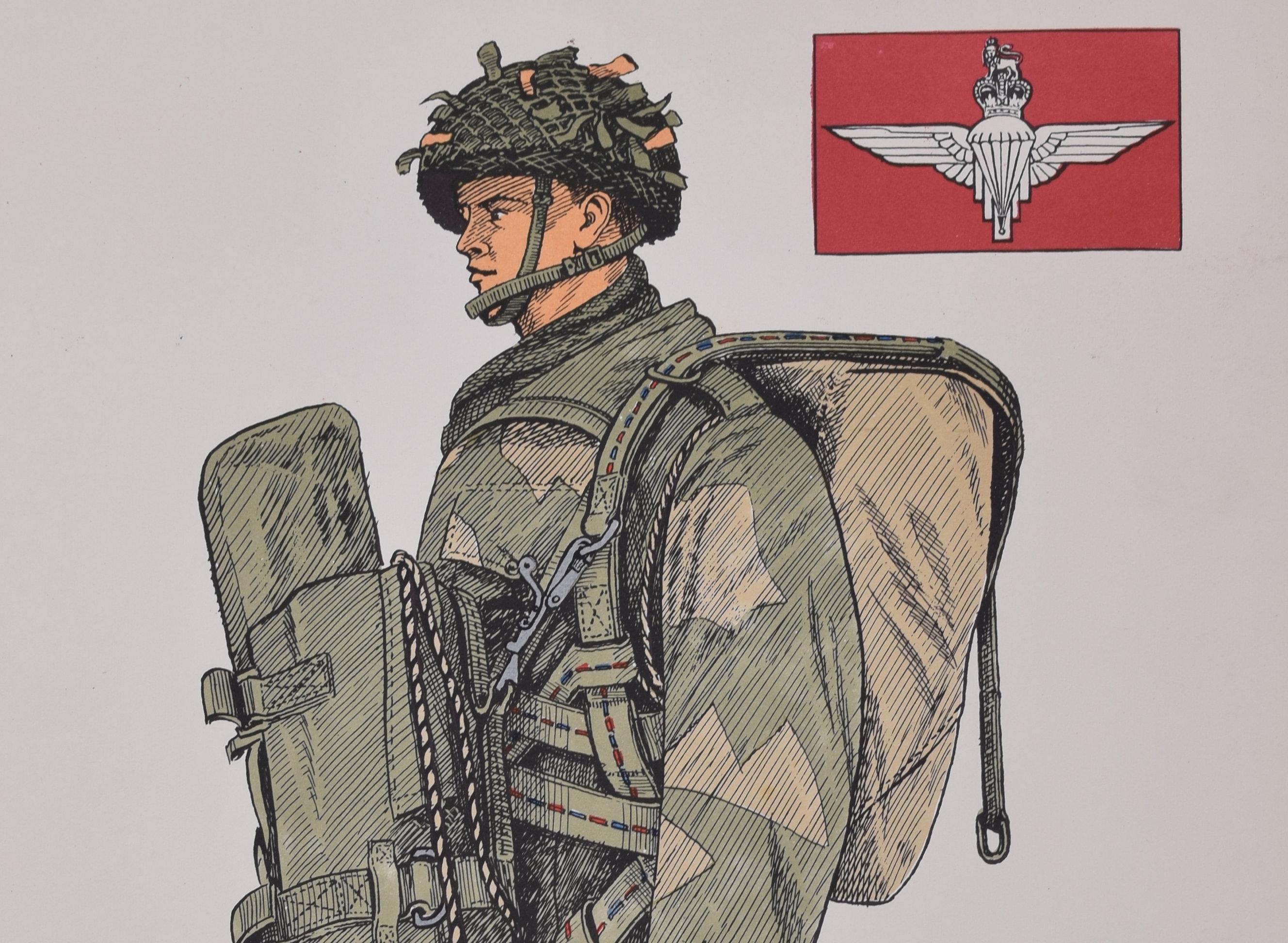 The Parachute Regiment Institute of Army Education 1954 uniform lithograph - Print by Unknown