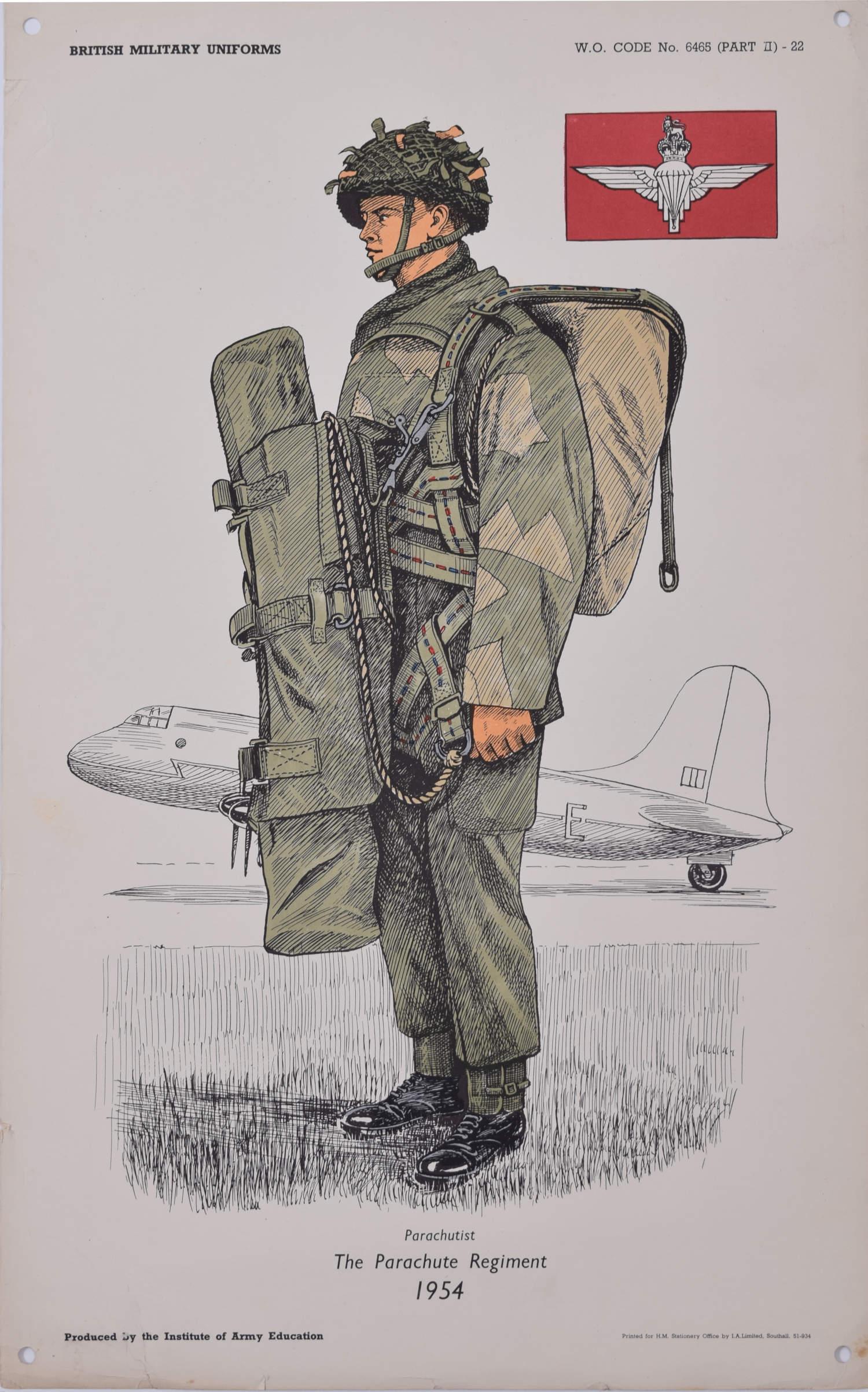 Parachute Regiment Institute of Army Education 1954 Uniform-Lithographie