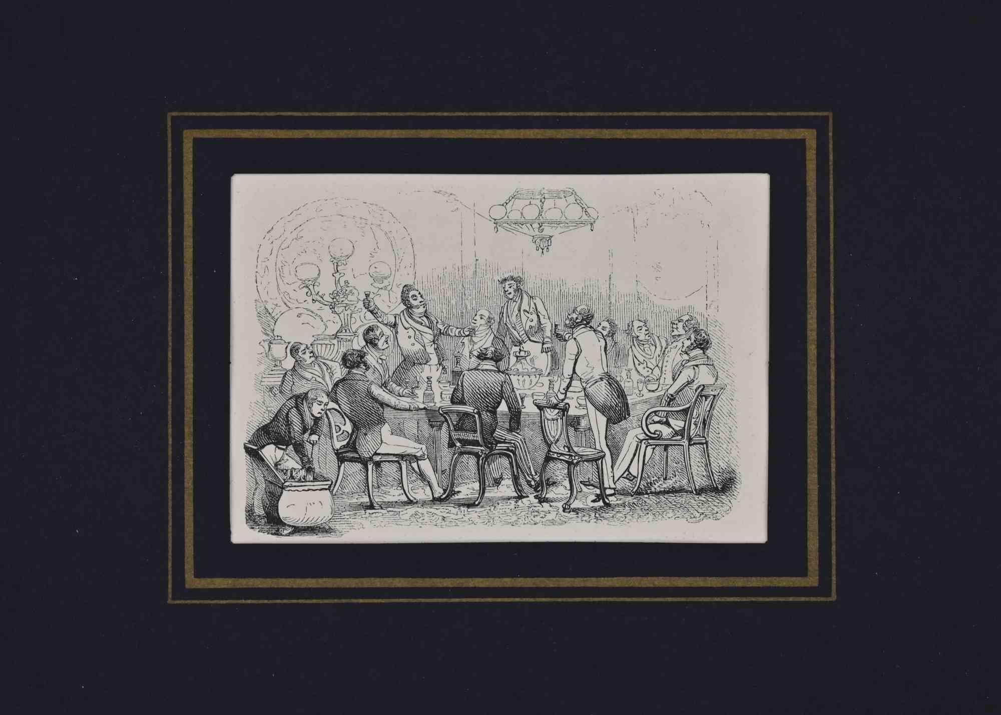 Figurative Print di Unknown - La festa - Litografia - XIX secolo