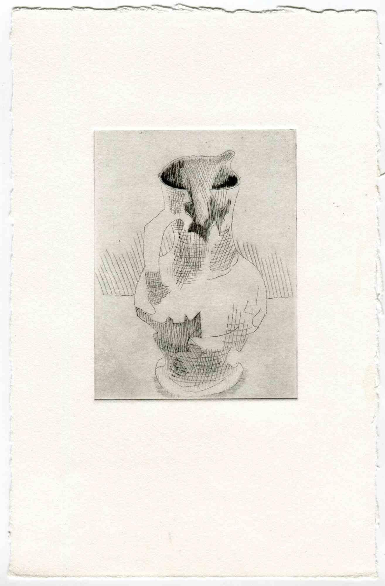 Unknown Figurative Print - The Pitcher - Original Etching and Drypoint - Mid-20th Century