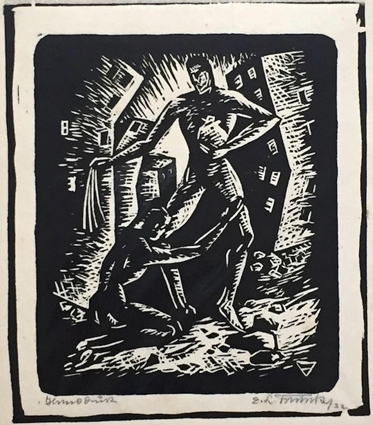 Unknown Figurative Print - The Plea - Woodcut - Early 20th Century