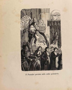 Il Pontefice portato sulla sedia gestatoria - Litografia - XIX secolo