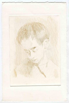 The Portrait of a Boy - Original Etching and Drypoint - Mid-20th Century