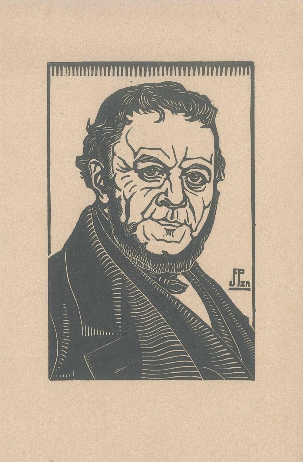 The Portrait - Original Woodcut on Print - Early 20th Century