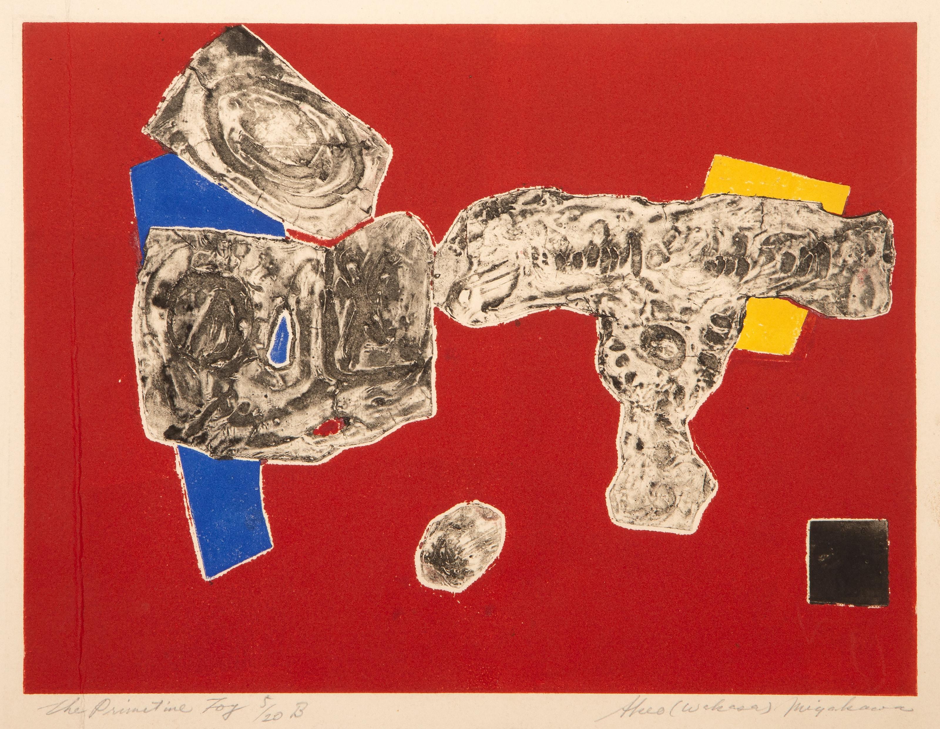The Primitive Toy B, Modern Etching and Aquatint by Akio Wakasa Miyakawa