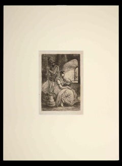 The Prisoner - Original Etching - 19th Century