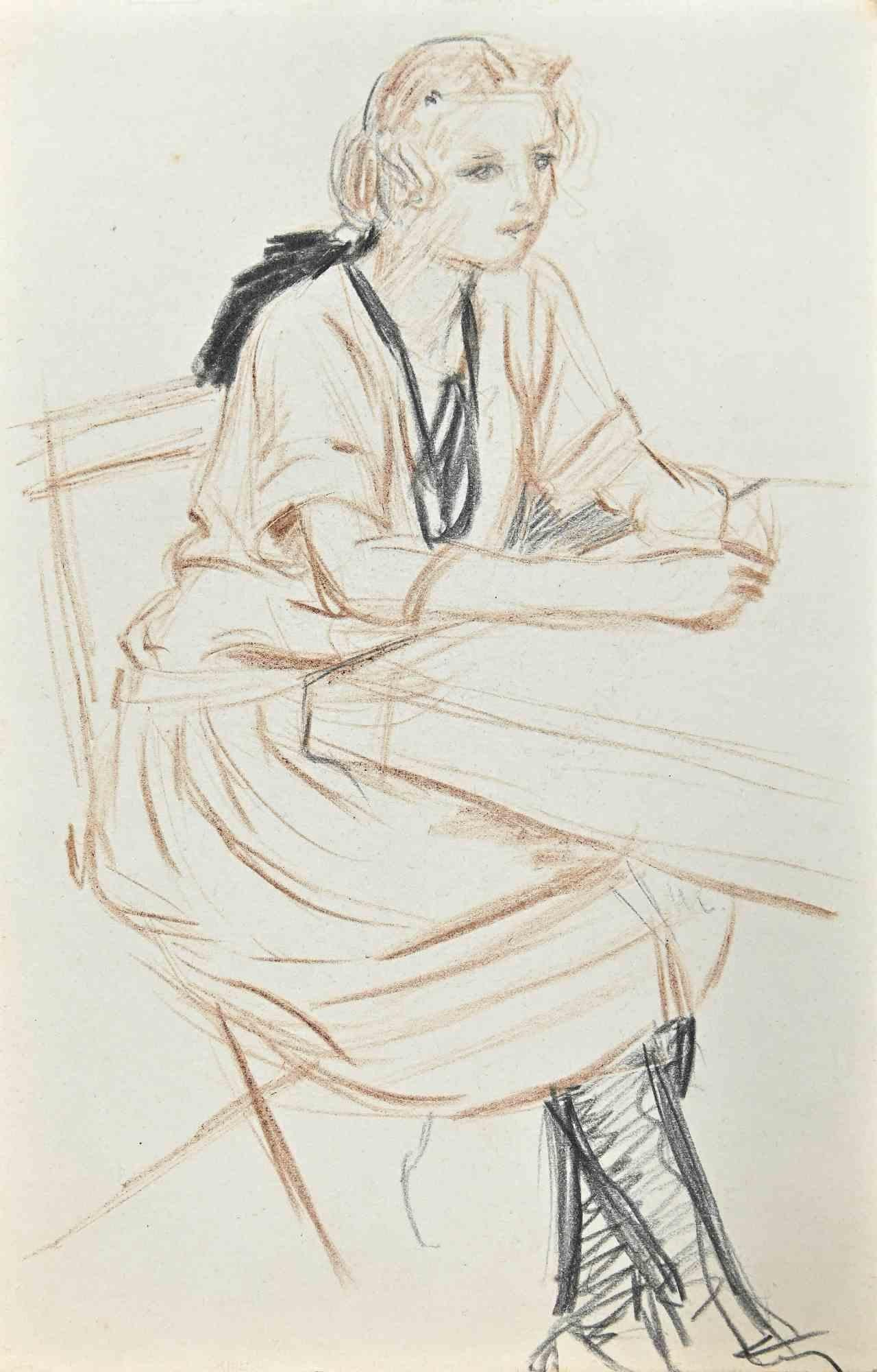 The Pupil - Original Drawing - Early 20th Century