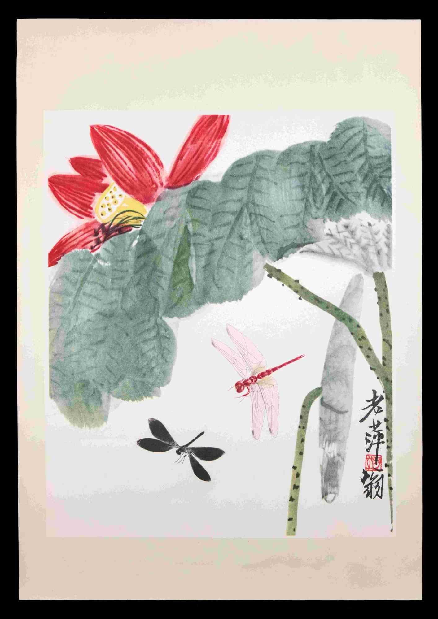 Unknown Figurative Print - The Red Flower - Print - Late 20th Century