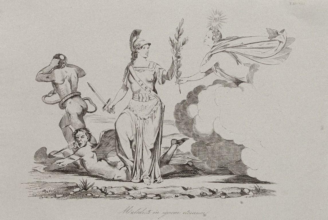 Figurative Print de Unknown - La República Romana - Aguafuerte original sobre papel - 1840 ca