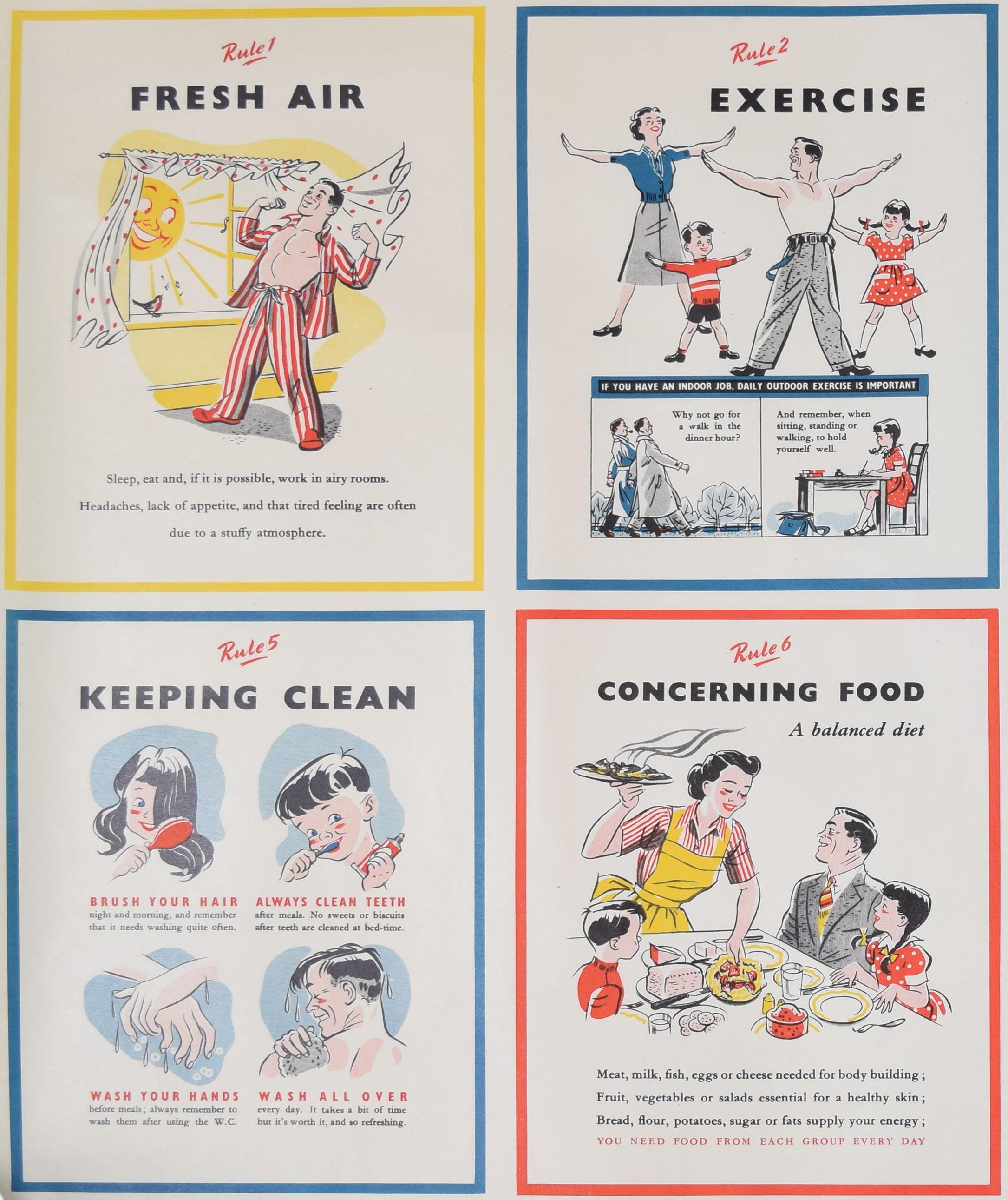 Großbritannien: Propagandaplakat „The Seven Rules of Health“ der britischen Regierung, HMSO, um 1950 (Moderne), Print, von Unknown