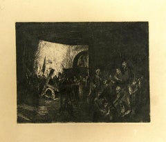Vintage The Shelter -  Etching - 20th Century