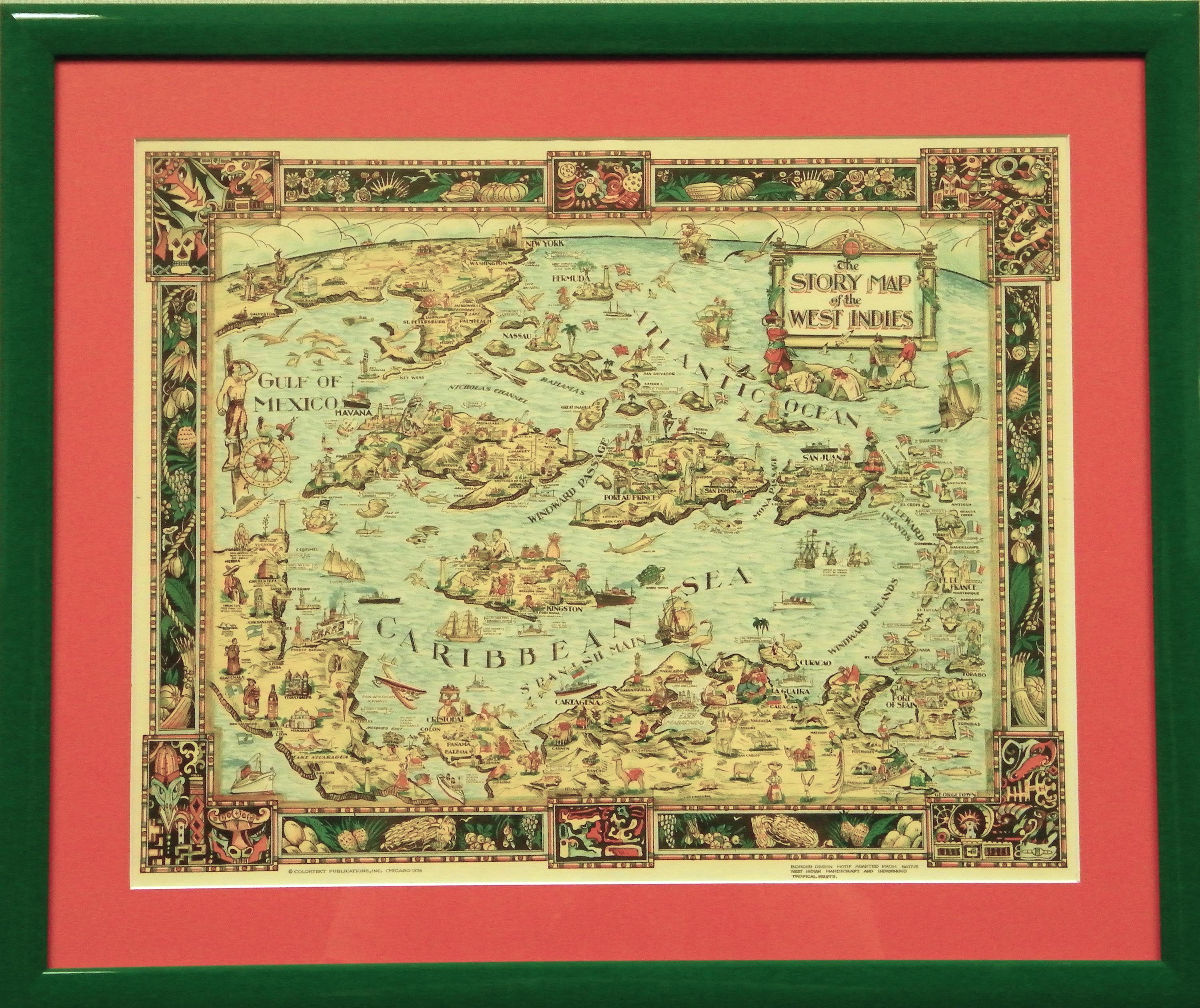 Unknown Print - "The Story Map Of The West Indies" 1936