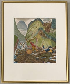 The Story of Alaska Lithograph Bookplate by Dewitt C.1940