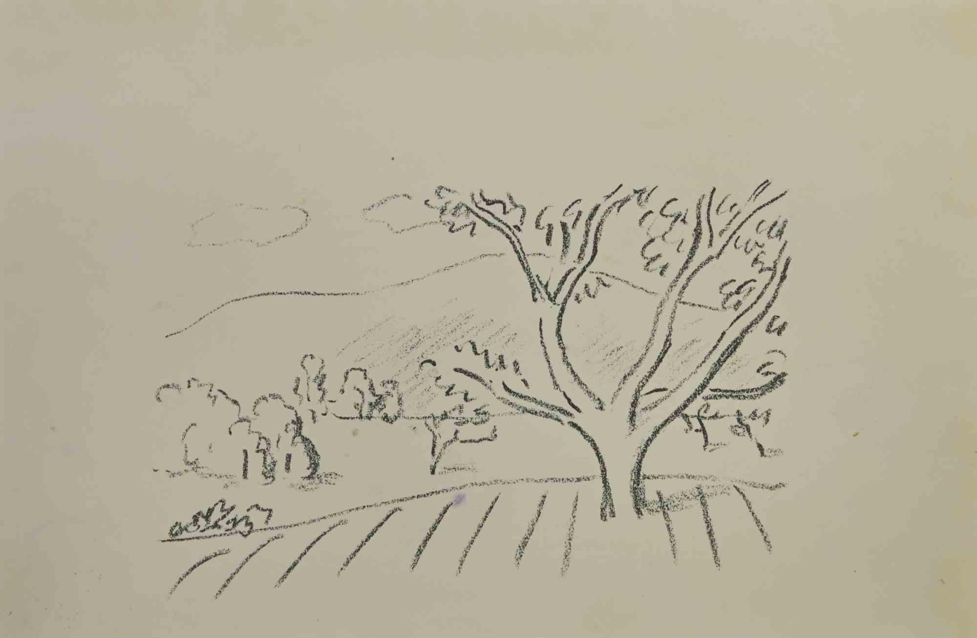 Unknown Figurative Print - The Tree - Lithograph - Mid-20th century