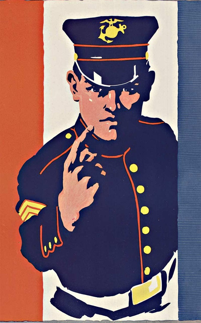 The U. S. Marines Want You original vintage World War One poster - Realist Print by Unknown