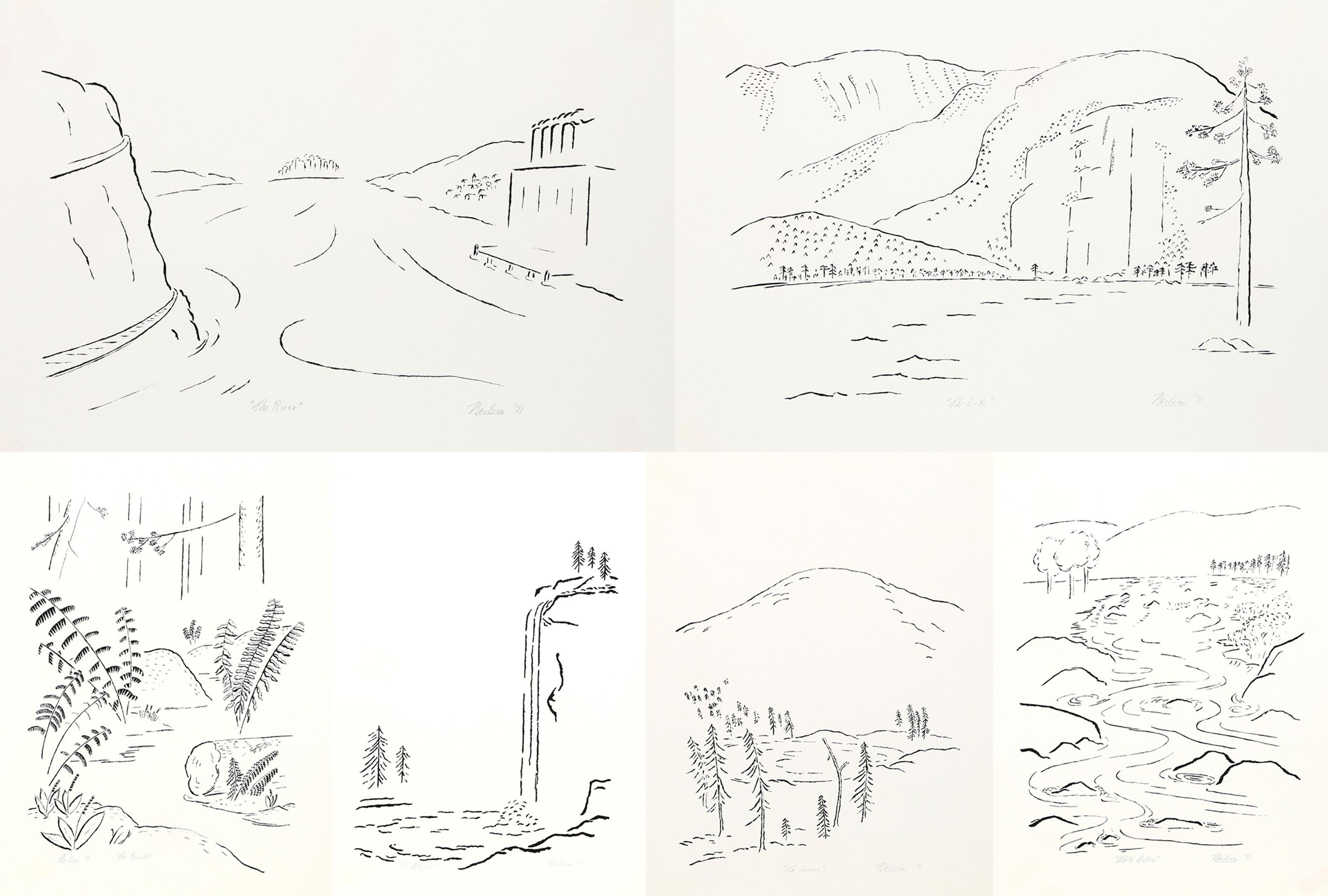 Unknown Landscape Print - The Waters Series, Modern Suite of 6 Lithographs by Winthrop Neilson