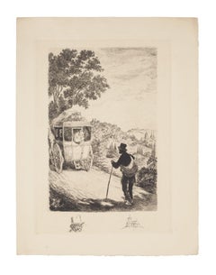 El caminante - Grabado original - Siglo XIX