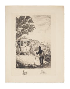 The Wayfarer - Original Etching - 19th Century