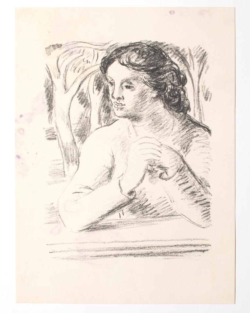 Unknown Portrait Print - The Woman - Original Lithograph - Mid-20th Century