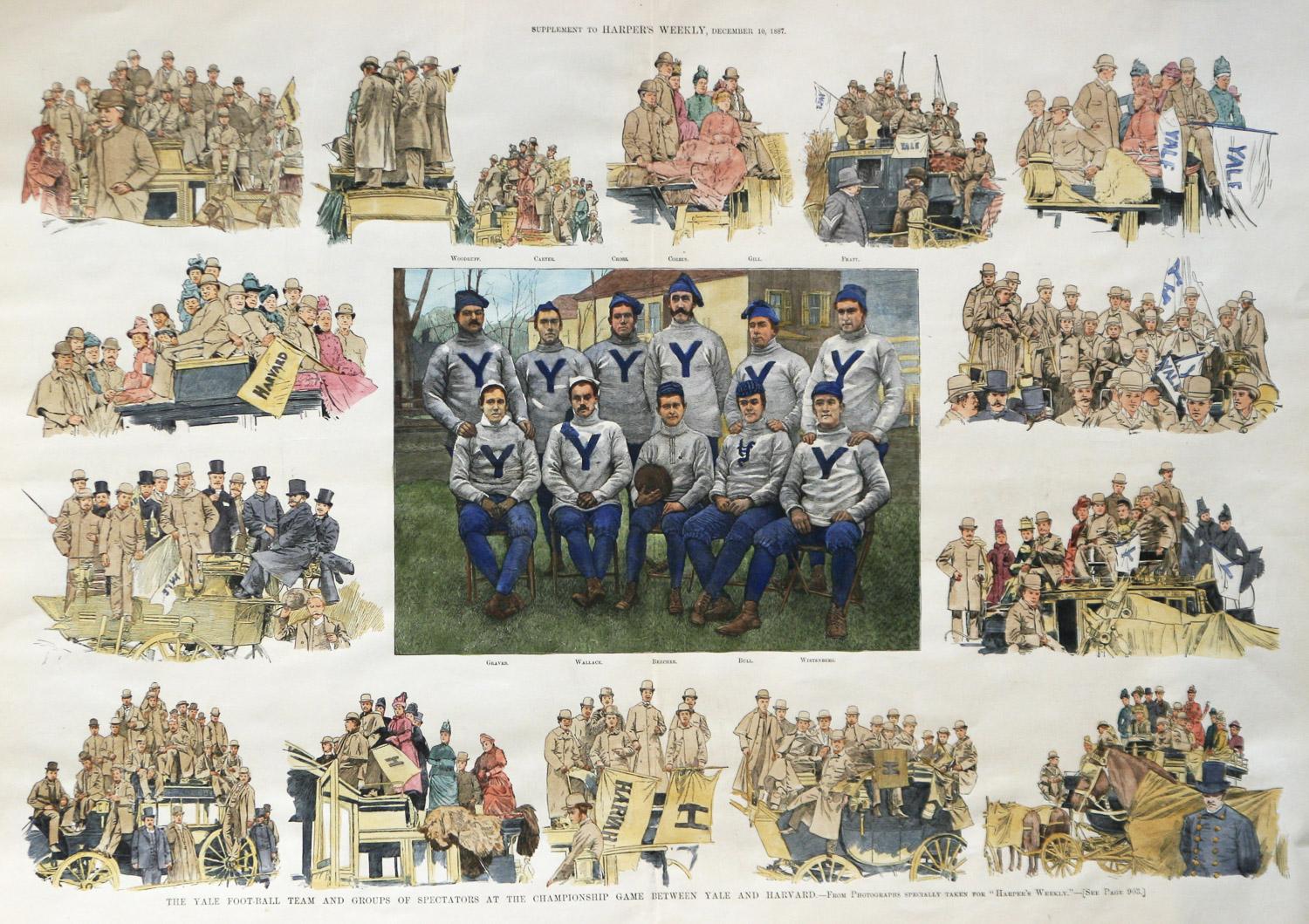 Unknown Portrait Print - The Yale Football Team and Groups of Spectators at the Championship Game between