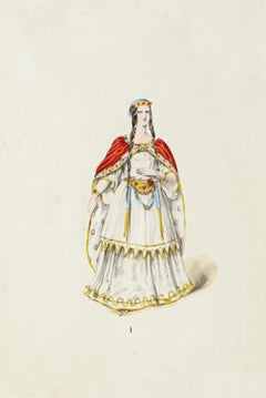 Costume de théâtre - Lithographie originale - Début du XXe siècle