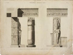 Antique Thebes. Medynet-Abou / Details d’un Pilier Caryatide et d’une Colonne du Peristy