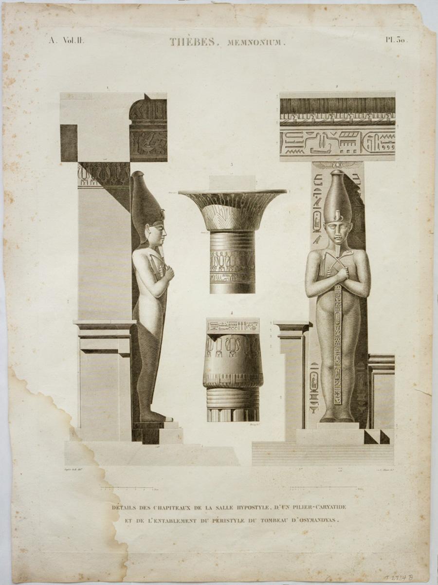 Unknown Still-Life Print - Thebes. Memnonium  / Details des Chapiteaux de la Salle Hypostyle, d’un Pilier